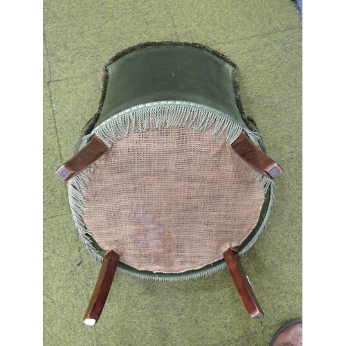 410 - Well Made mid 20th Century Boudoir chair. Good upholstery with fringed decoration. Seat height 15 in... 