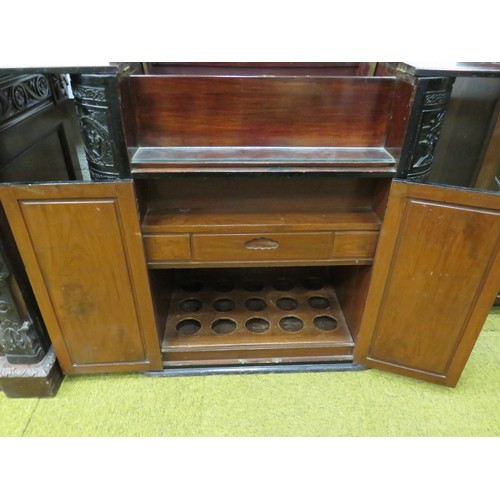 420 - Early 20th Century Oriental Drinks Cabinet. Covered in a plethora of carving to all panels. Side doo... 