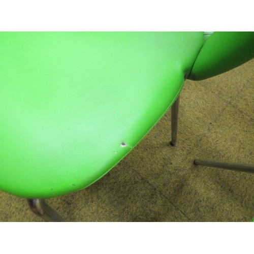 426 - Four Modern Chinese made chairs with Chromed Tubular steel frames, Vivid Green Leatherette upholster... 