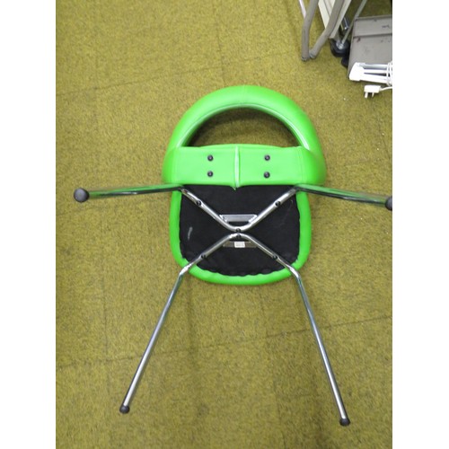 426 - Four Modern Chinese made chairs with Chromed Tubular steel frames, Vivid Green Leatherette upholster... 