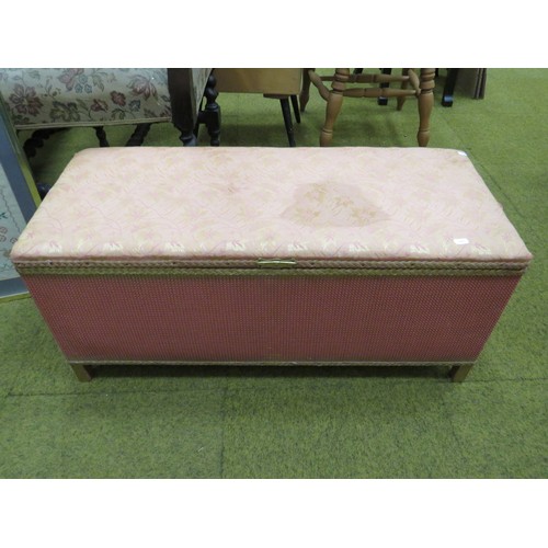 427 - Mid 20th Century Lloyd Loom style Tub Chair with Matching lift lid ottoman with upholstered lid. Bot... 