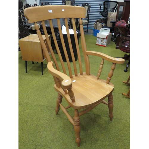 429 - Well made Pine arm chair with turned legs and supports. Seat height 19 inches. Back Height 45 inches... 