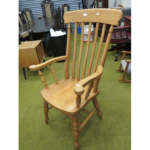 429 - Well made Pine arm chair with turned legs and supports. Seat height 19 inches. Back Height 45 inches... 