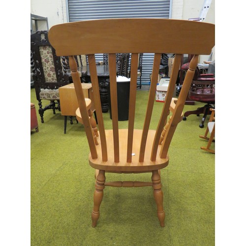 429 - Well made Pine arm chair with turned legs and supports. Seat height 19 inches. Back Height 45 inches... 