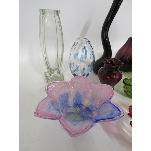 271 - Good selection of art glass including Victorian cranberry glass.