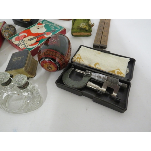 274 - Interesting mixed collectables lot including a ink well, pin cushion, cameras, mini bible, vintage p... 