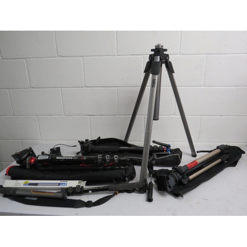 318 - Selection of camcorder tripods including ones by Manfrotto, Benro etc.