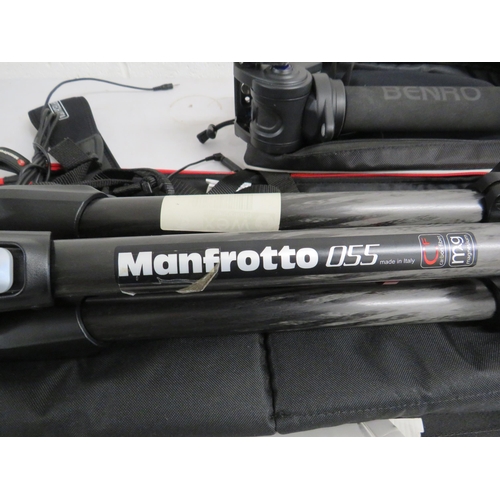 318 - Selection of camcorder tripods including ones by Manfrotto, Benro etc.