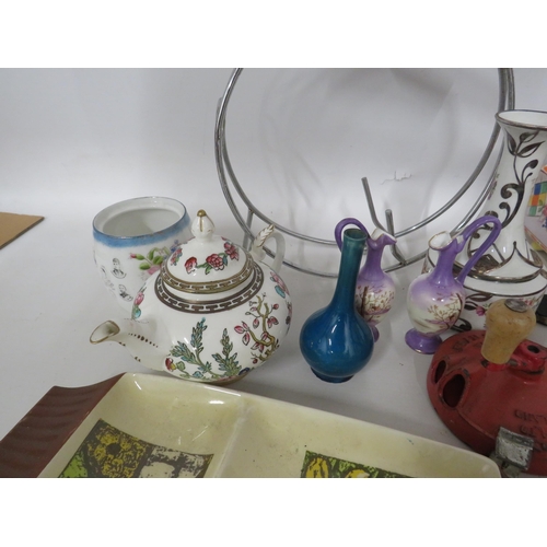 347 - Mixed lot of ceramics etc including Coalport,Poole, Gouda, retro wine bottle holder.