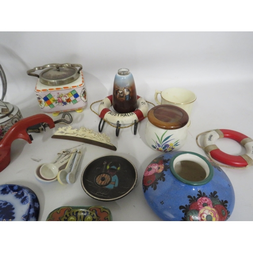 347 - Mixed lot of ceramics etc including Coalport,Poole, Gouda, retro wine bottle holder.