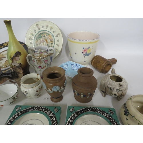 348 - Mixed lot including Royal Doulton, Grays pottery, Poole, art glass etc.