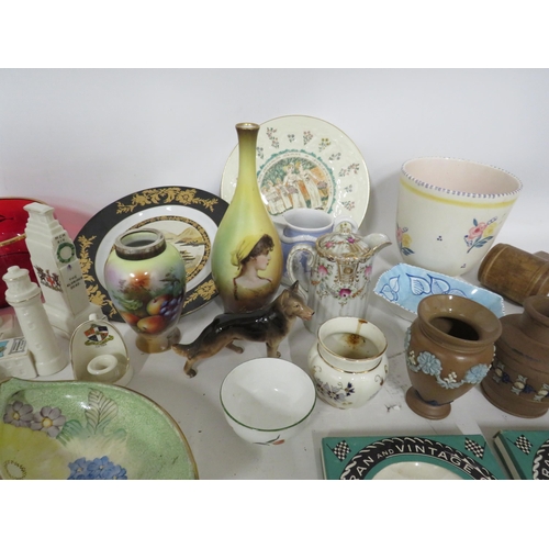 348 - Mixed lot including Royal Doulton, Grays pottery, Poole, art glass etc.