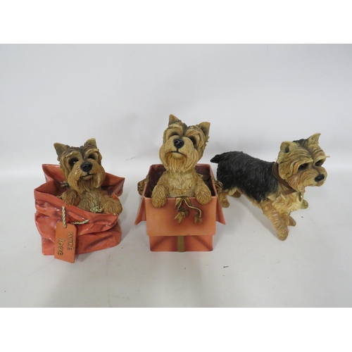 350 - 3 Large Leonardo figurines of Yorkshire Terriers the tallest measures approx 11.5