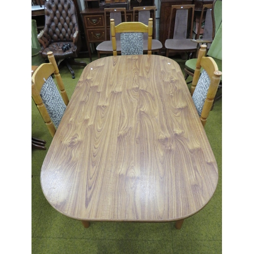 437 - Handy sized Dining table with four matching chairs. Table measures H:28 x W:59 x D:33 inches. Comes ... 