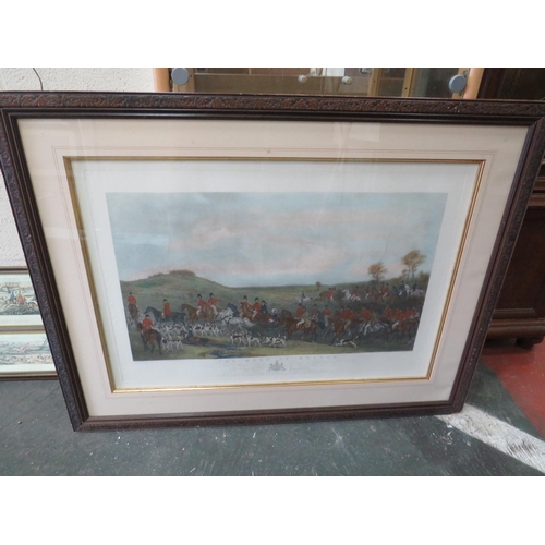 443 - Large Framed and mounted Lithograph 'The Meet at Melton after a picture by Sir Francis Grant (frame ... 