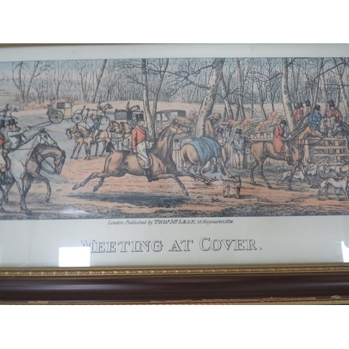 443 - Large Framed and mounted Lithograph 'The Meet at Melton after a picture by Sir Francis Grant (frame ... 