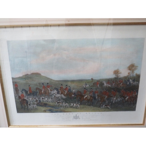 443 - Large Framed and mounted Lithograph 'The Meet at Melton after a picture by Sir Francis Grant (frame ... 