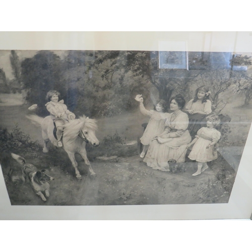 444 - Four Victorian monochgromeprints of pets. All framed under glass. Largest measures 32 x 42 inches