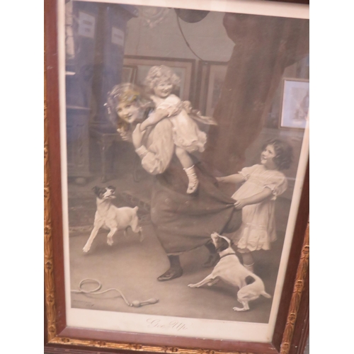 445 - Three Framed Victorian Children with Dogs prints, all under glass. Largest measures approx 19 x 16 i... 