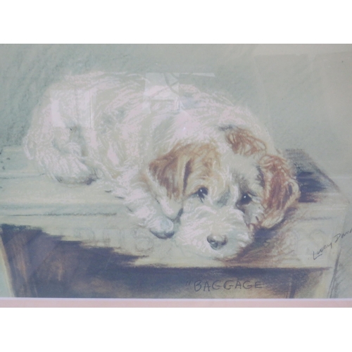 447 - Framed and mounted photo print of a Jack Russell Pup by Lucy Dawson plus a framed under glass waterc... 