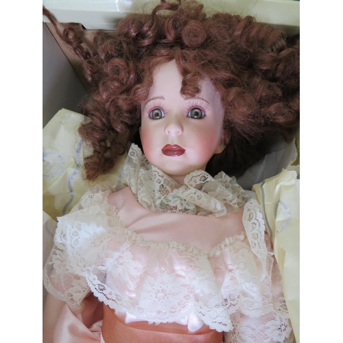 451 - Palmary doll dressed in Edwardian Costume which measures 28 inches tall. Porcelain head and limbs. B... 