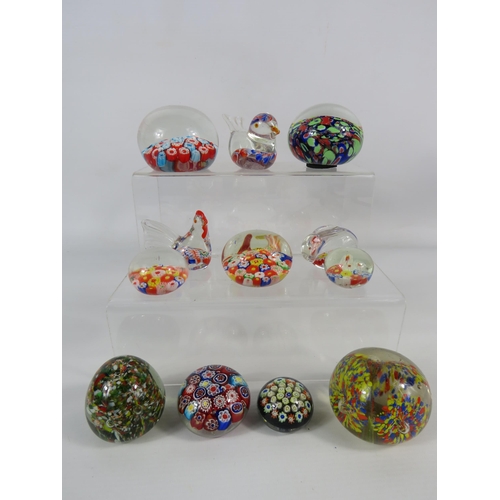 133 - 12 Art glass paperweights mainly Millefiori.