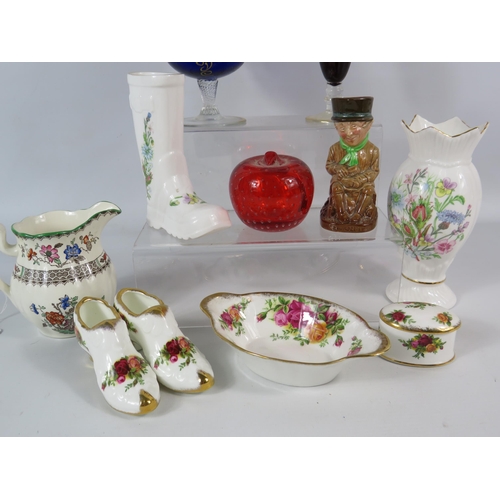 142 - Mixed ceramics and art glass lot to include Royal Doulton, Spode, Aynsley and Bohemian art glass.