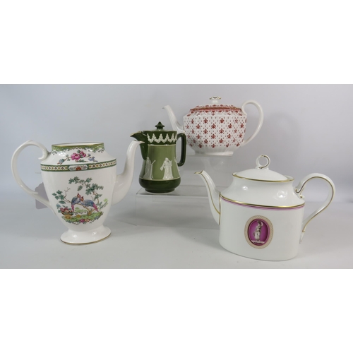 149 - 3 collectable teapots and a water jug, Carltonware, Spode etc. (one teapot missing a lid)