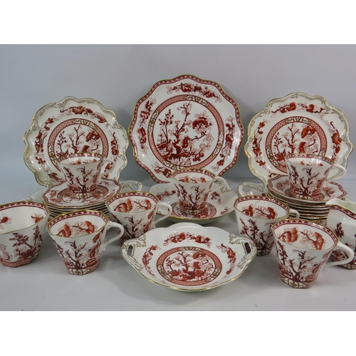 150 - 30 Pieces of Coalport Indian Tree Coral teaware.