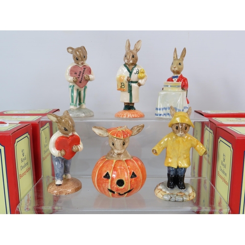 153 - Six Royal Doulton Bunnykins figurines all with boxes.