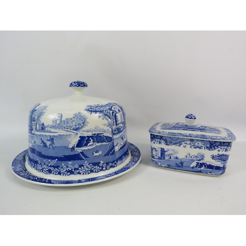 202 - Large Spode Italian cheese bell and a butter dish (Cheese dome plate 11