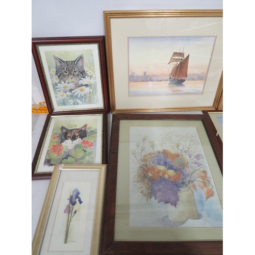 462 - Selection of framed and mounted prints plus an original watercolour. See photos.