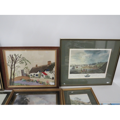 463 - Selection of framed and mounted prints to include a repro map of Northampton, Beatles Mirror plus ot... 