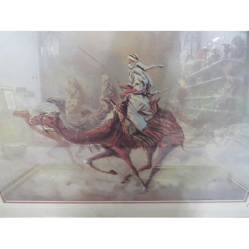 467 - Framed and mounted print of an Arab Bedouin by W.V Chung. Frame measures 22 x 18 inches. Plus and Oi... 