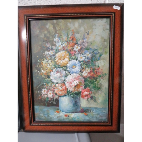 470 - Oil on Canvas of a Still life of Flowers signed W Adams 20 x 16 plus a loose Watercolour signed W. H... 