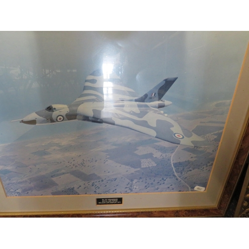 474 - Framed and mounted photo print an RAF Vulcan plus others. See photos.