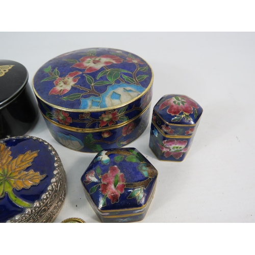 241 - Selection of Trinket and pill boxes, Cloisonne and mosaic etc.