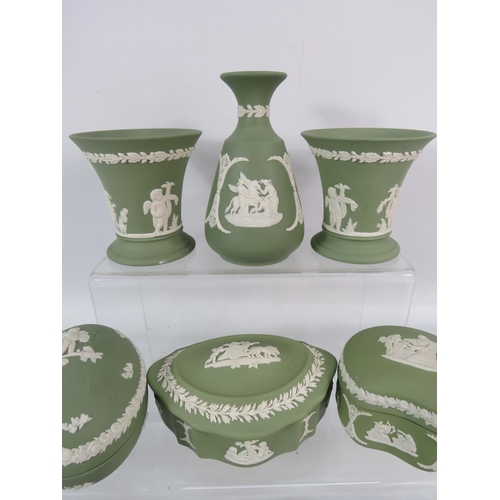 246 - Selection of Wedgwood Jasperware in green, teal and light blue.