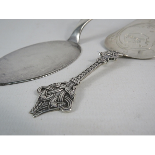 253 - Two Danish sterling silver small pie severs, one by Horsens. 64.1 grams.