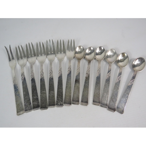 256 - Selection of scandinavian 830 silver pastry forks and teaspoons, 241.4grams