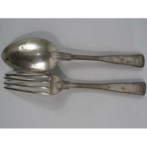 257 - 1925 Danish sterling silver fork and spoon by Christian F Heise, 63.8 grams