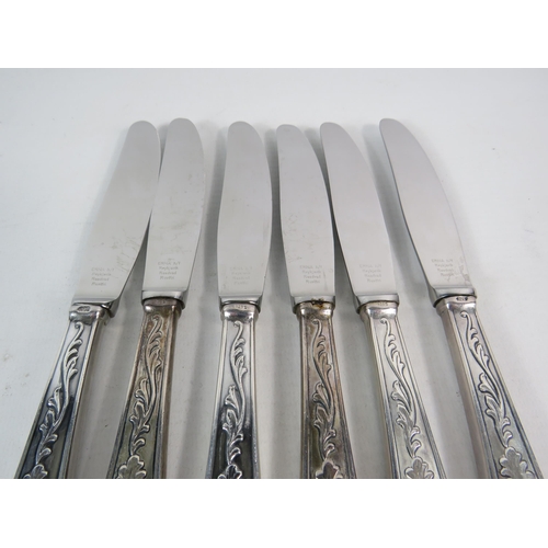 264 - Six Gudlaugur A Magnusson Icelandic 925 silver handled dinner knives, 511.2 grams.