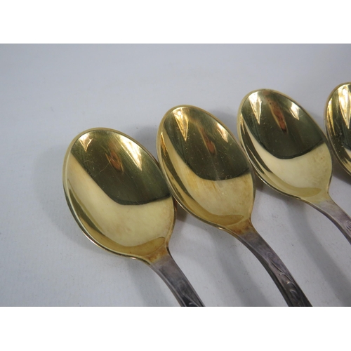 265 - Six Gudlaugur A Magnusson Icelandic 925 silver teaspoons with lemon gilt bowls, 221.5 grams.