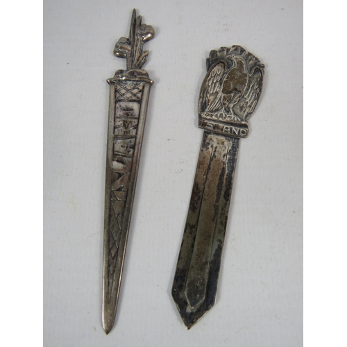 268 - 925 Silver scandinavian bookmark and a 830 silver small letter opener, 21.9 grams.