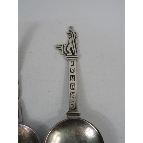 271 - One 925 silver and Two 830 silver Scandinavian souvenir spoons, 79 grams.