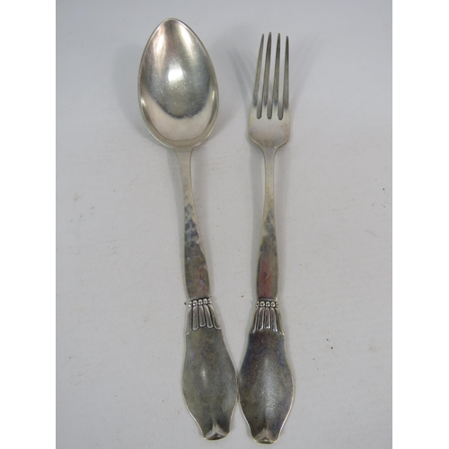 274 - Christian F Heise danish 925 silver Spoon and fork c1928, 80.8grams.