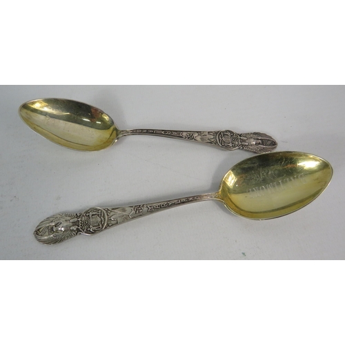 275 - Two Sterling silver souvenir spoons with lemon gilt bowls Mary Island, 44.4 grams.