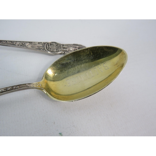 275 - Two Sterling silver souvenir spoons with lemon gilt bowls Mary Island, 44.4 grams.