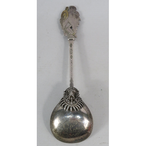 276 - Rare Tiffany & co Sterling silver Native American Indian serving spoon, designed by Charles Grosjean... 