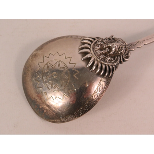 276 - Rare Tiffany & co Sterling silver Native American Indian serving spoon, designed by Charles Grosjean... 